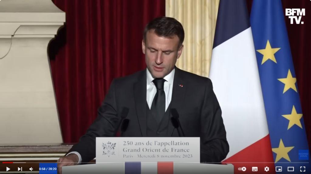 20231108 – Discours d&rsquo;Emmanuel Macron au Grand Orient de France